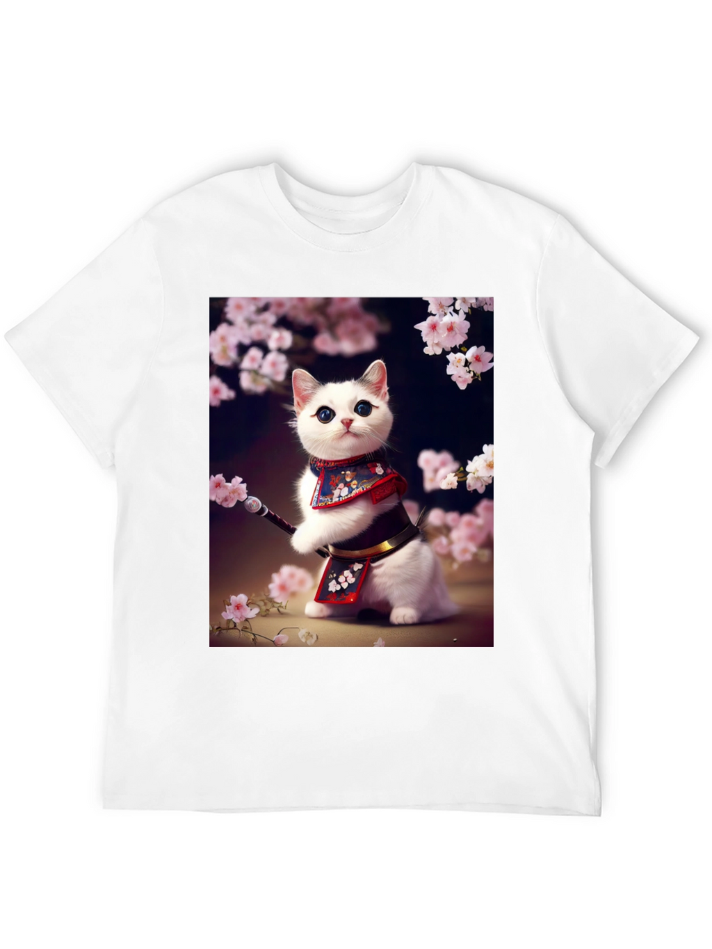 Samurai Cat T-Shirt - Anime Style
