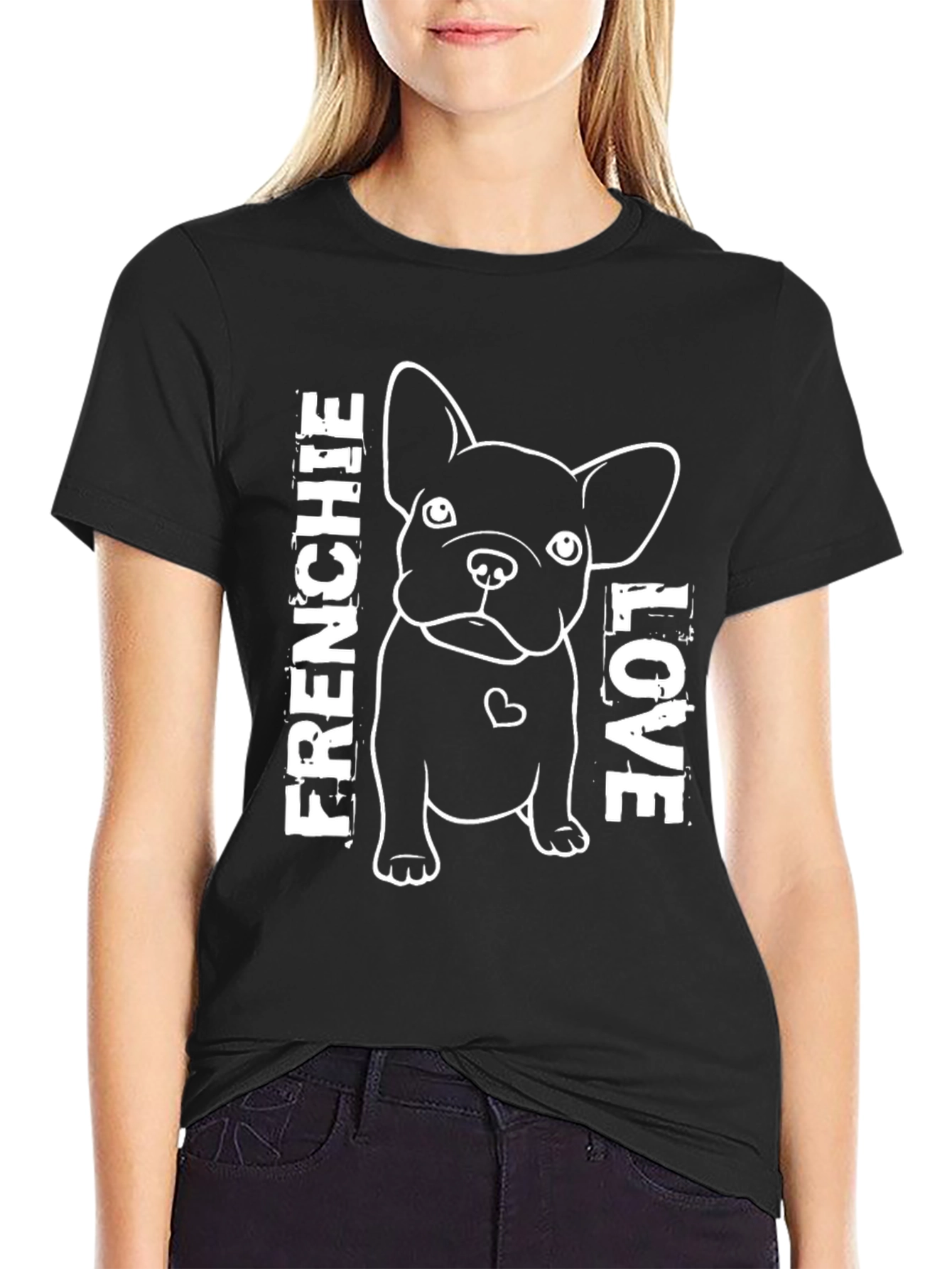 Frenchie Love Graphic Tee - Black