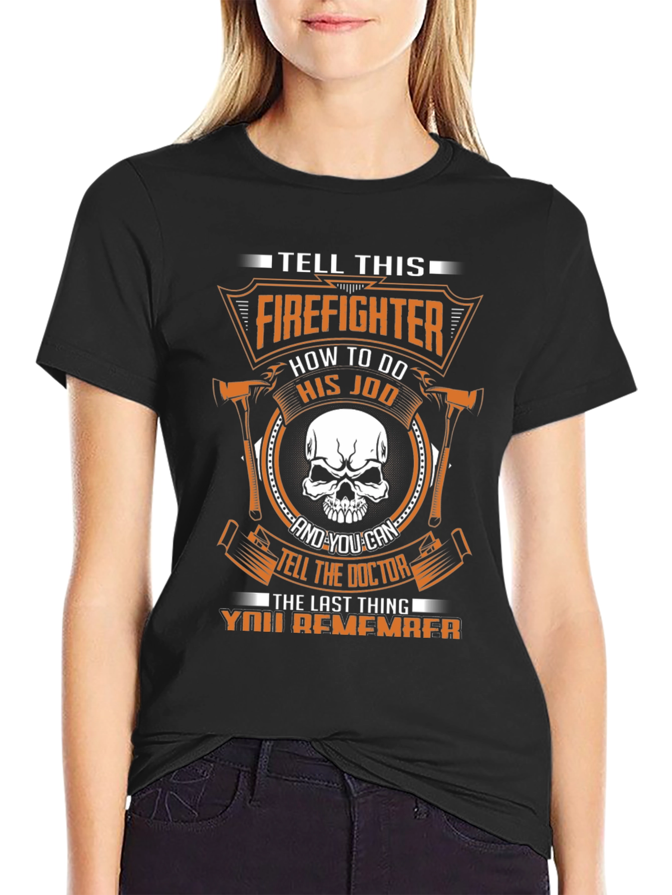 Firefighter Skull Graphic Tee