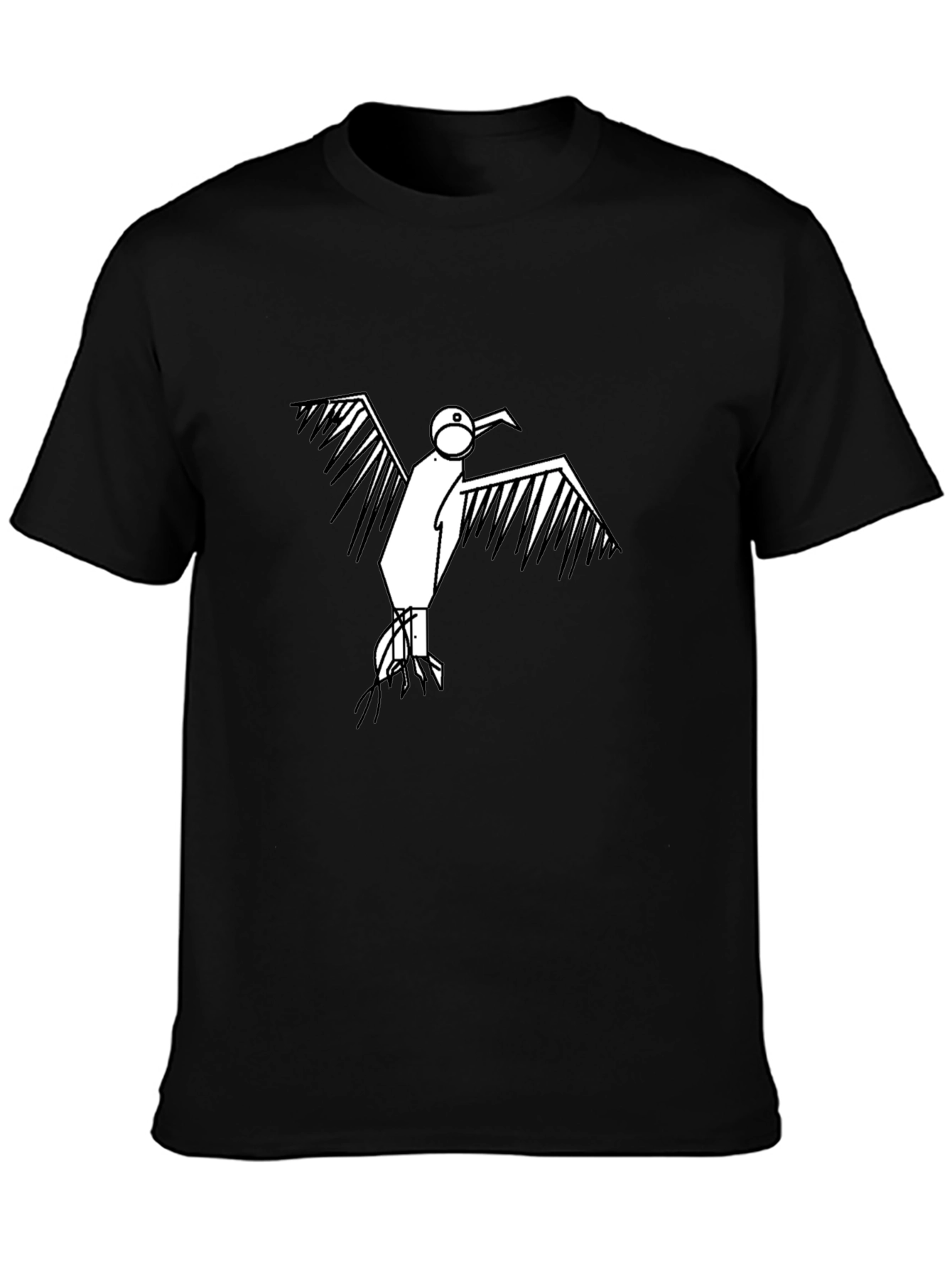 Mens Black T-Shirt with Bird Graphic