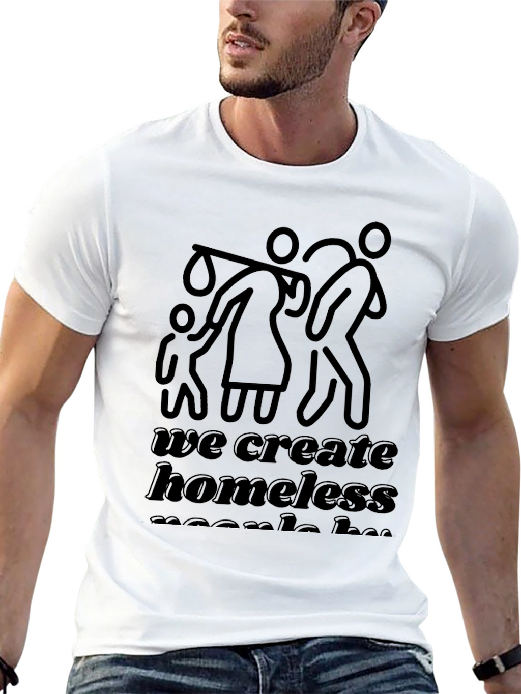Statement Graphic Tee: Homelessness Awareness Black T-Shirt