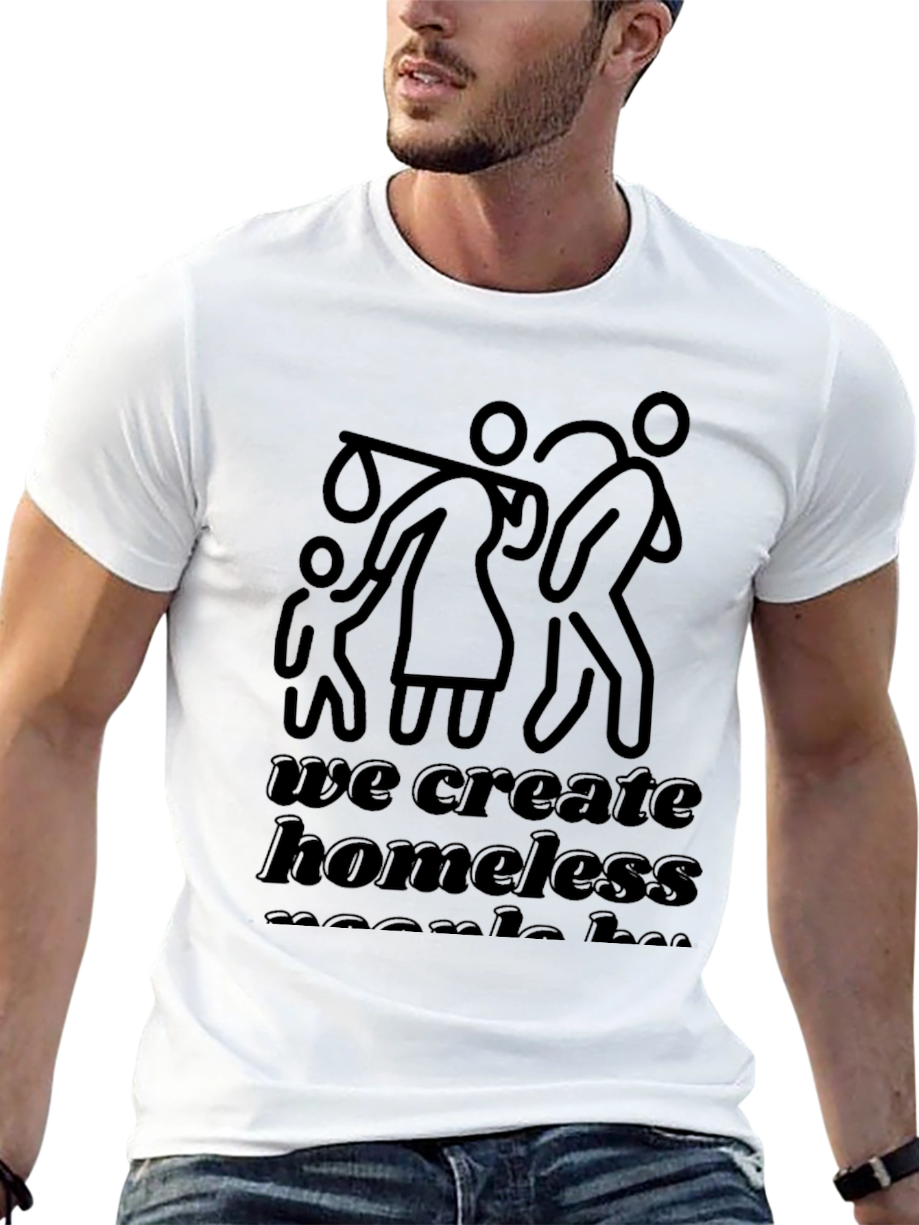Statement Graphic Tee: Homelessness Awareness Black T-Shirt