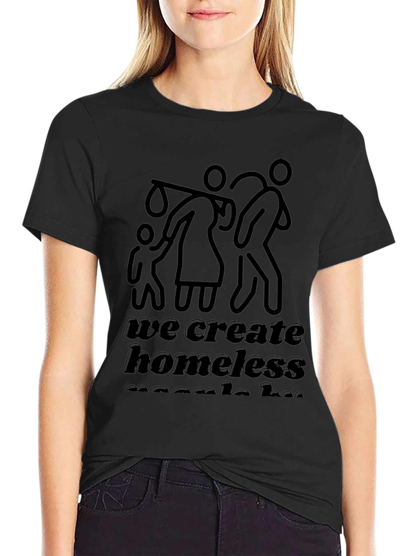 Statement Graphic Tee: Homelessness Awareness Black T-Shirt