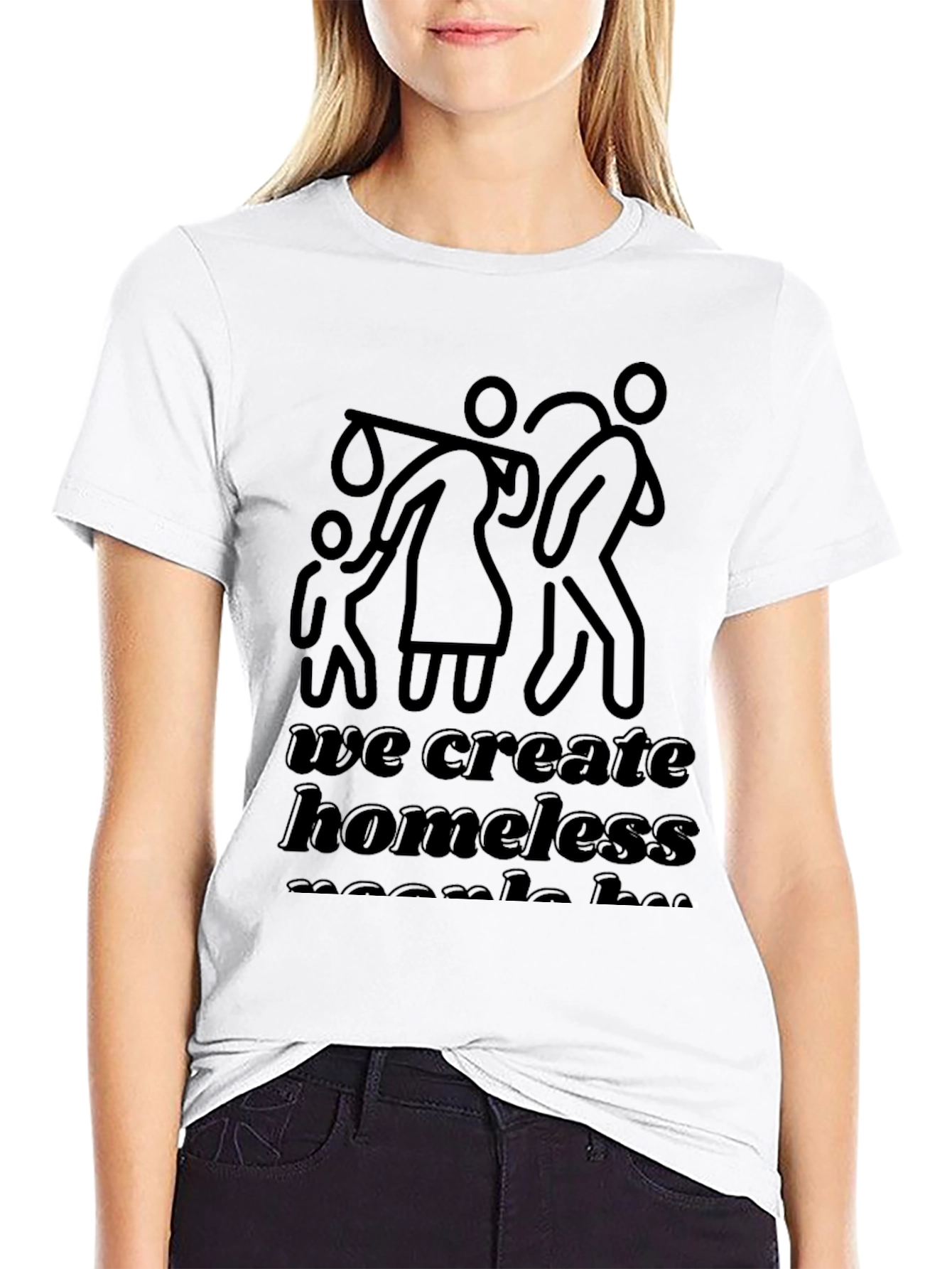 Statement Graphic Tee: Homelessness Awareness Black T-Shirt