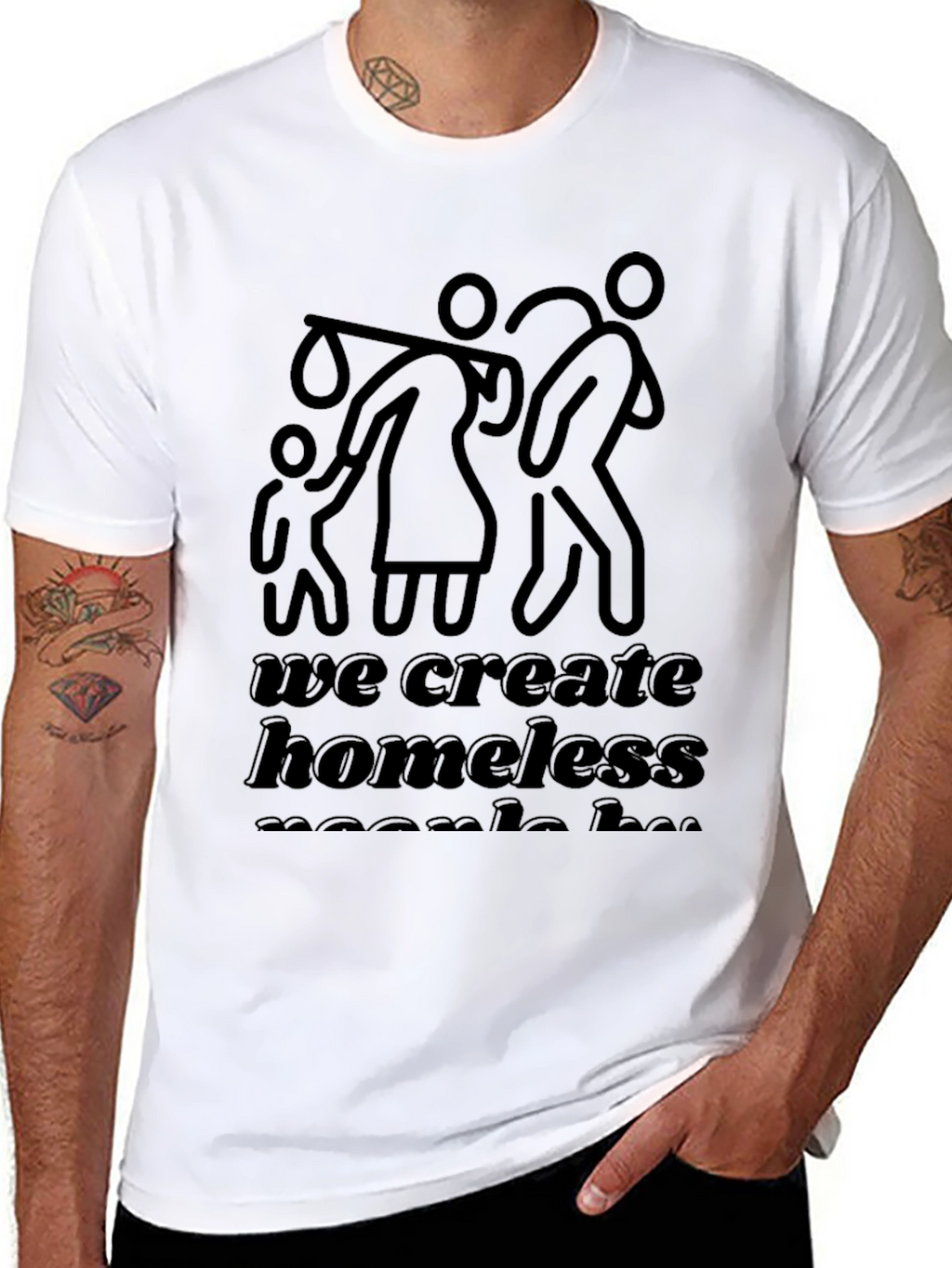 Statement Graphic Tee: Homelessness Awareness Black T-Shirt