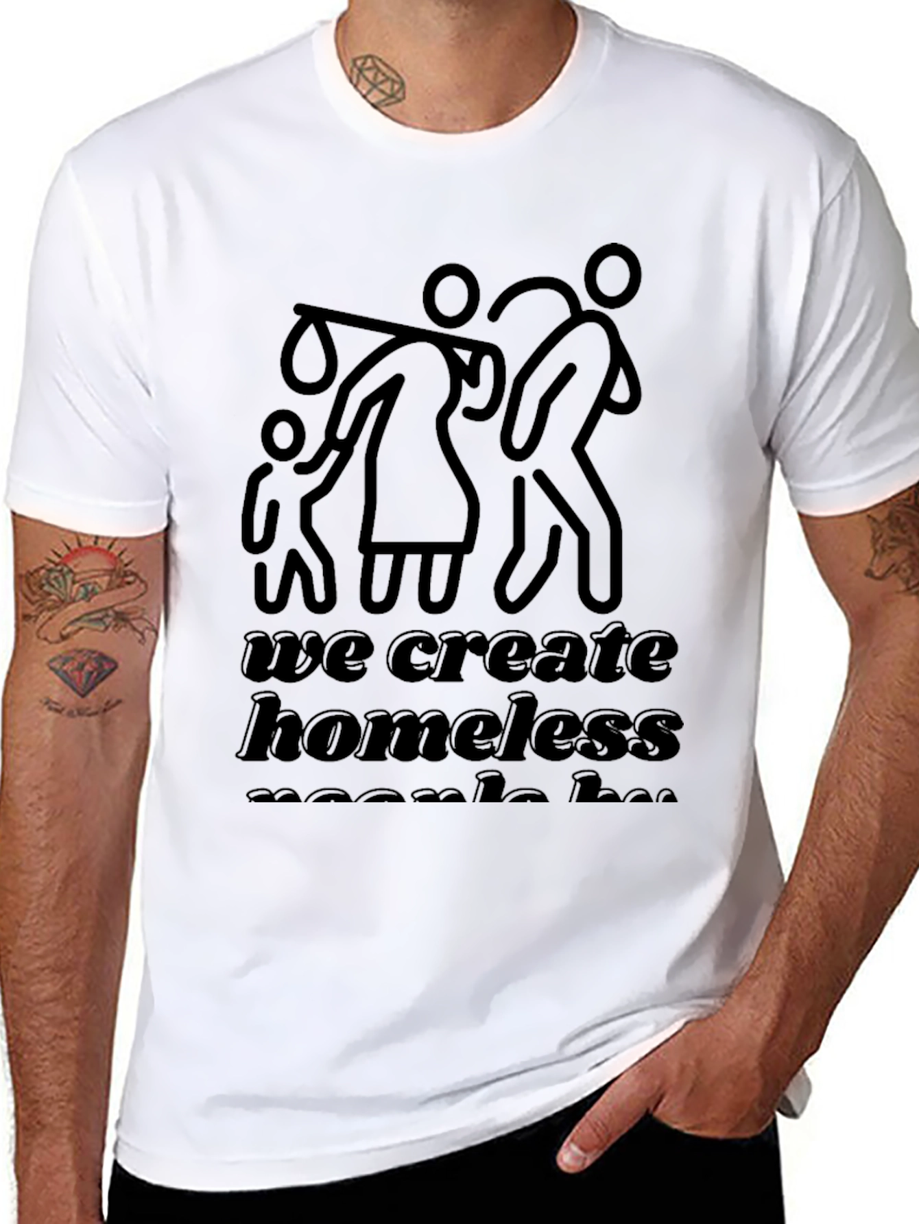 Statement Graphic Tee: Homelessness Awareness Black T-Shirt