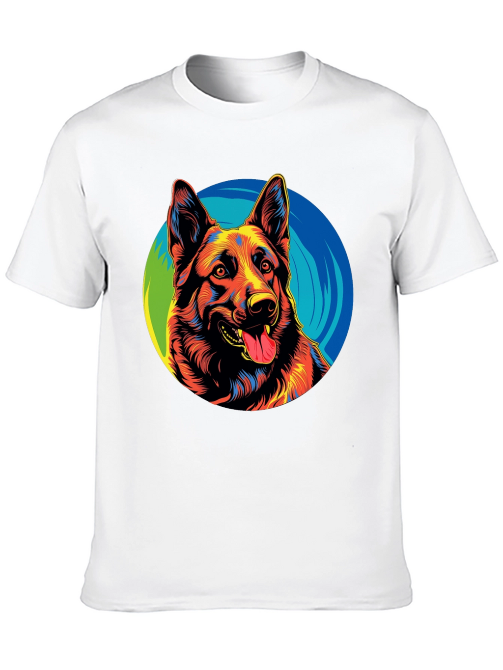 Vibrant German Shepherd Graphic Tee - Black
