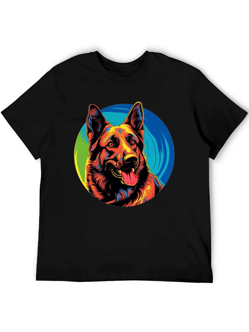Vibrant German Shepherd Graphic Tee - Black