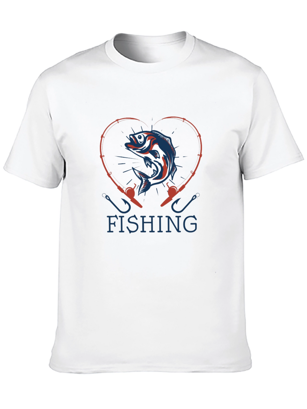 Fishing Heart T-Shirt - Bass & Rod Design