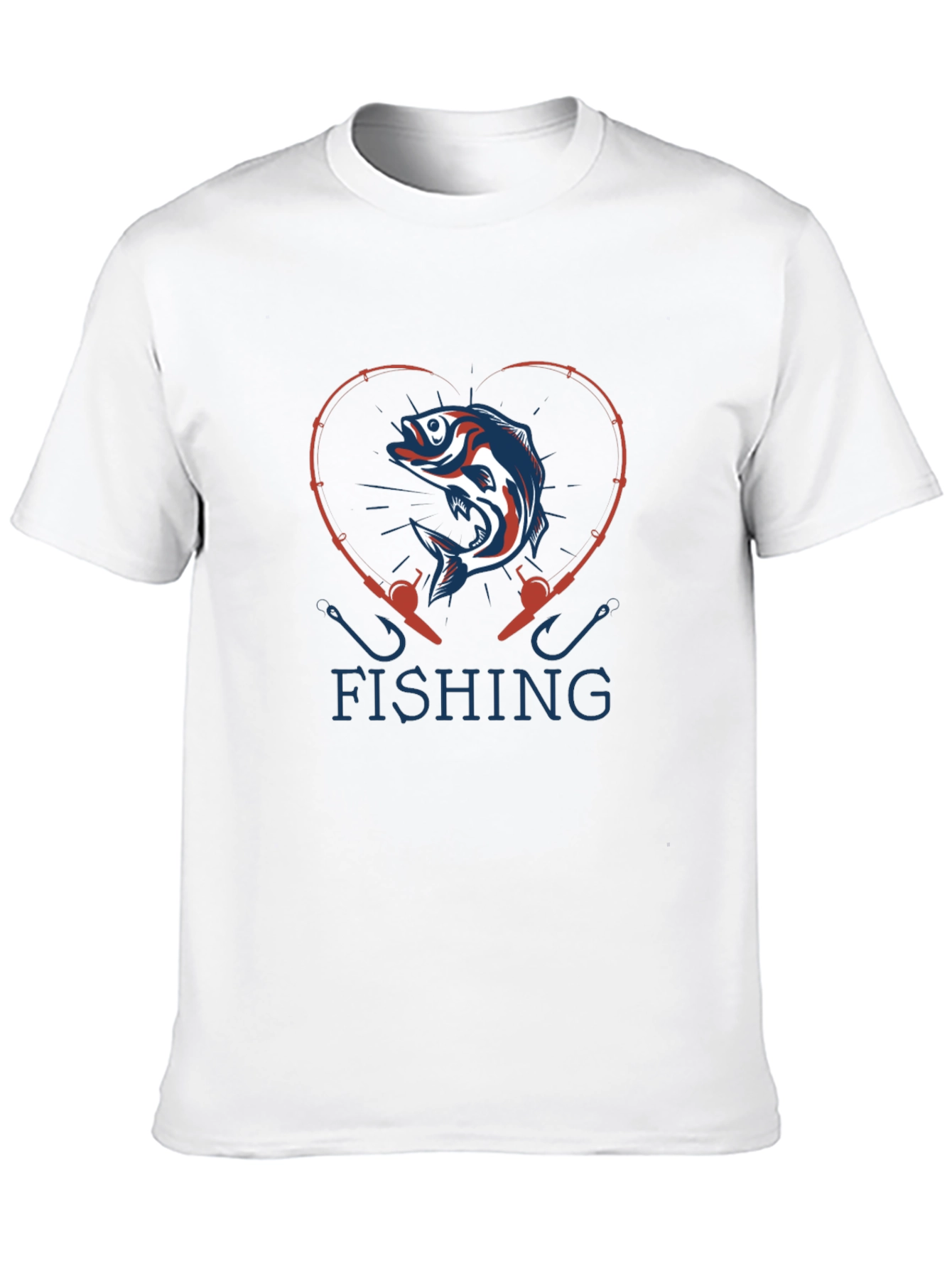 Fishing Heart T-Shirt - Bass & Rod Design