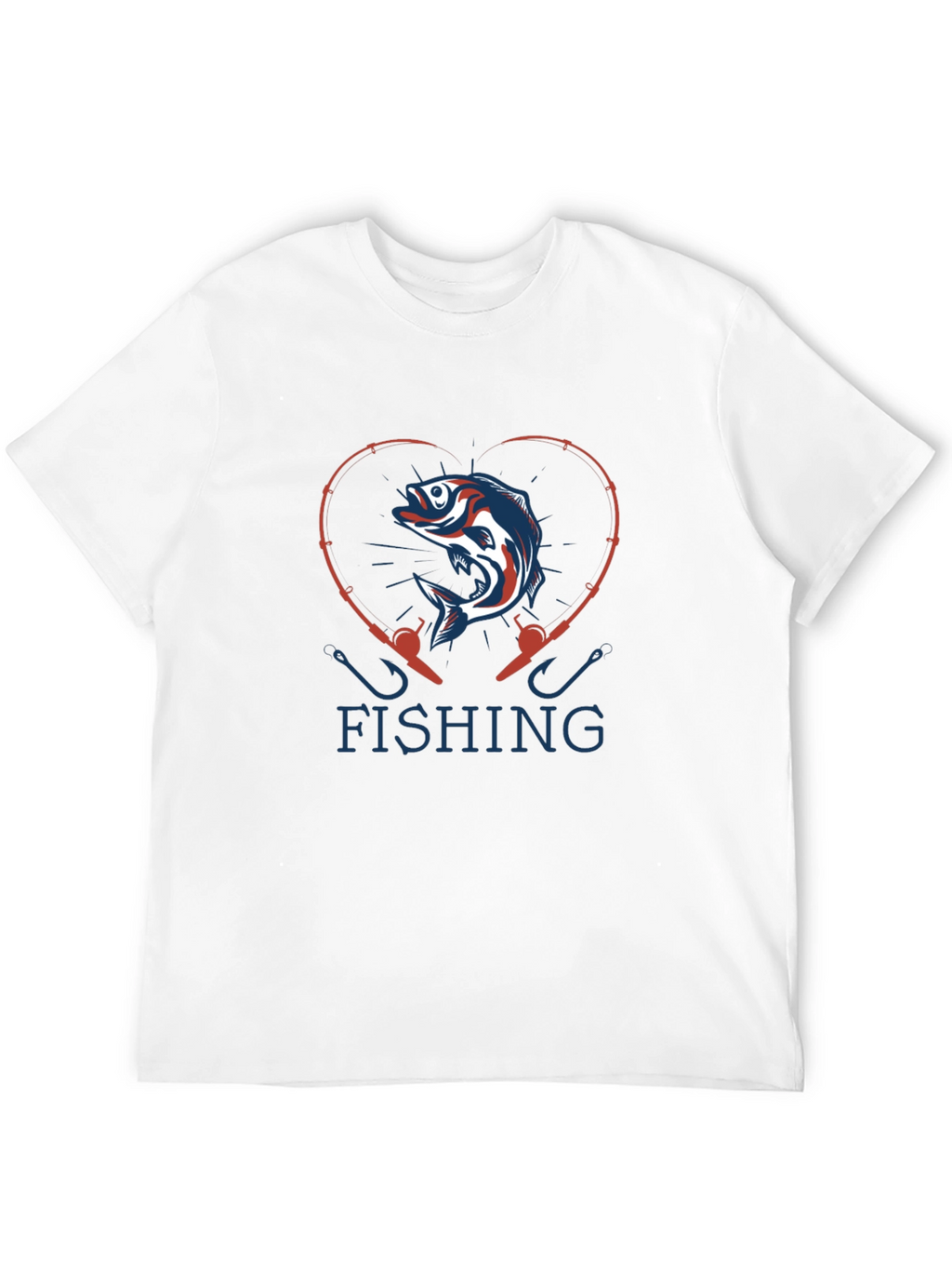 Fishing Heart T-Shirt - Bass & Rod Design