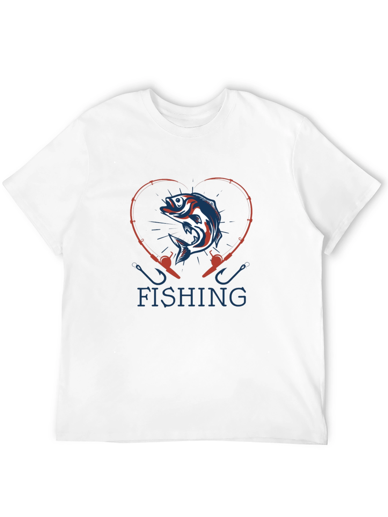 Fishing Heart T-Shirt - Bass & Rod Design