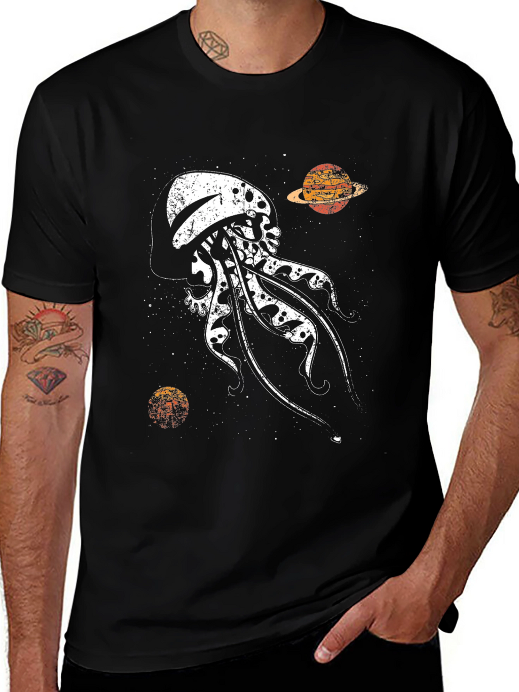 Skull Jellyfish Galaxy Black T-Shirt