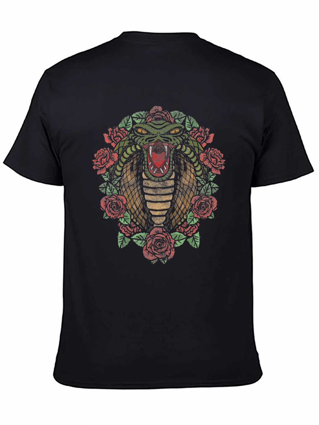 Cobra & Roses Graphic T-Shirt - Mens Black Tee
