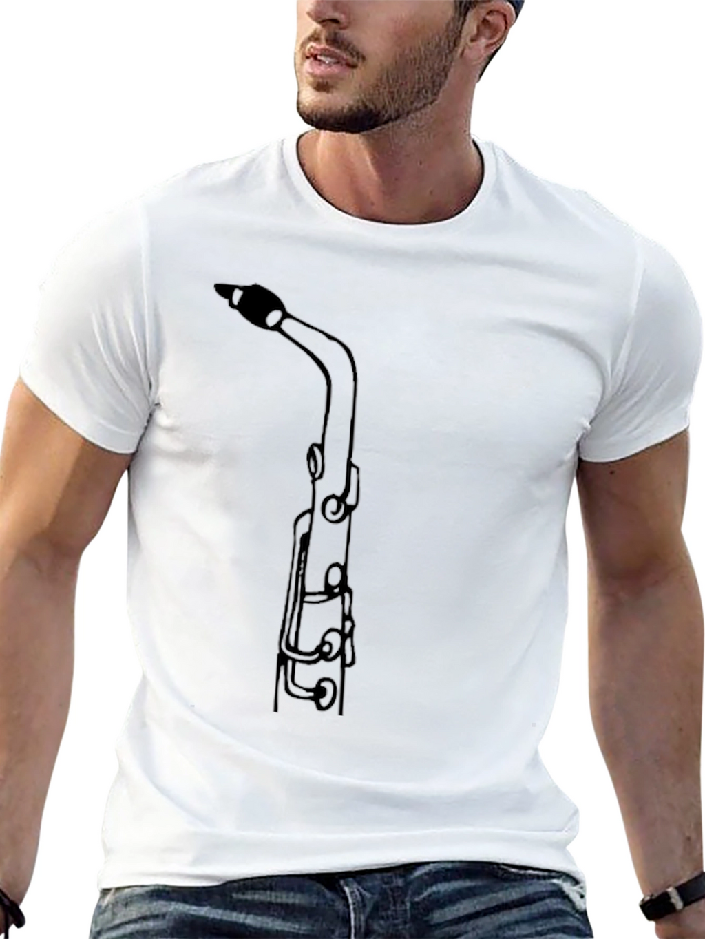 Saxophone Outline Graphic T-Shirt