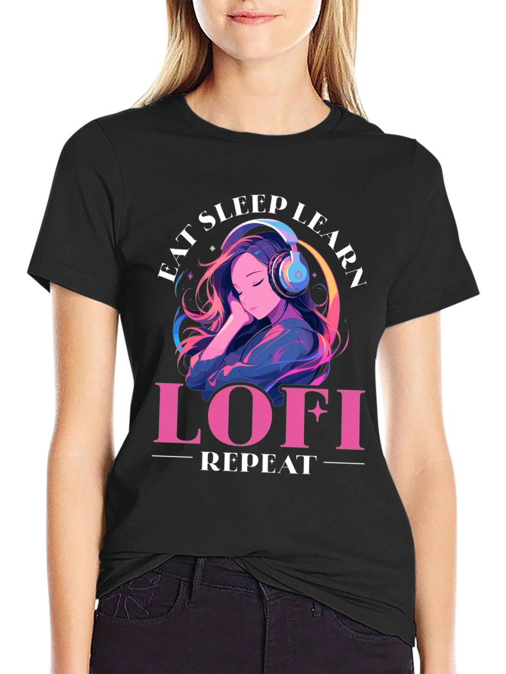 Eat Sleep Learn Lofi Repeat Graphic Tee