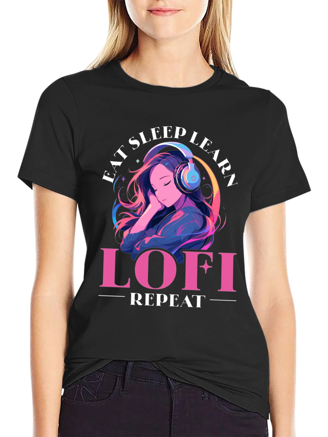 Eat Sleep Learn Lofi Repeat Graphic Tee