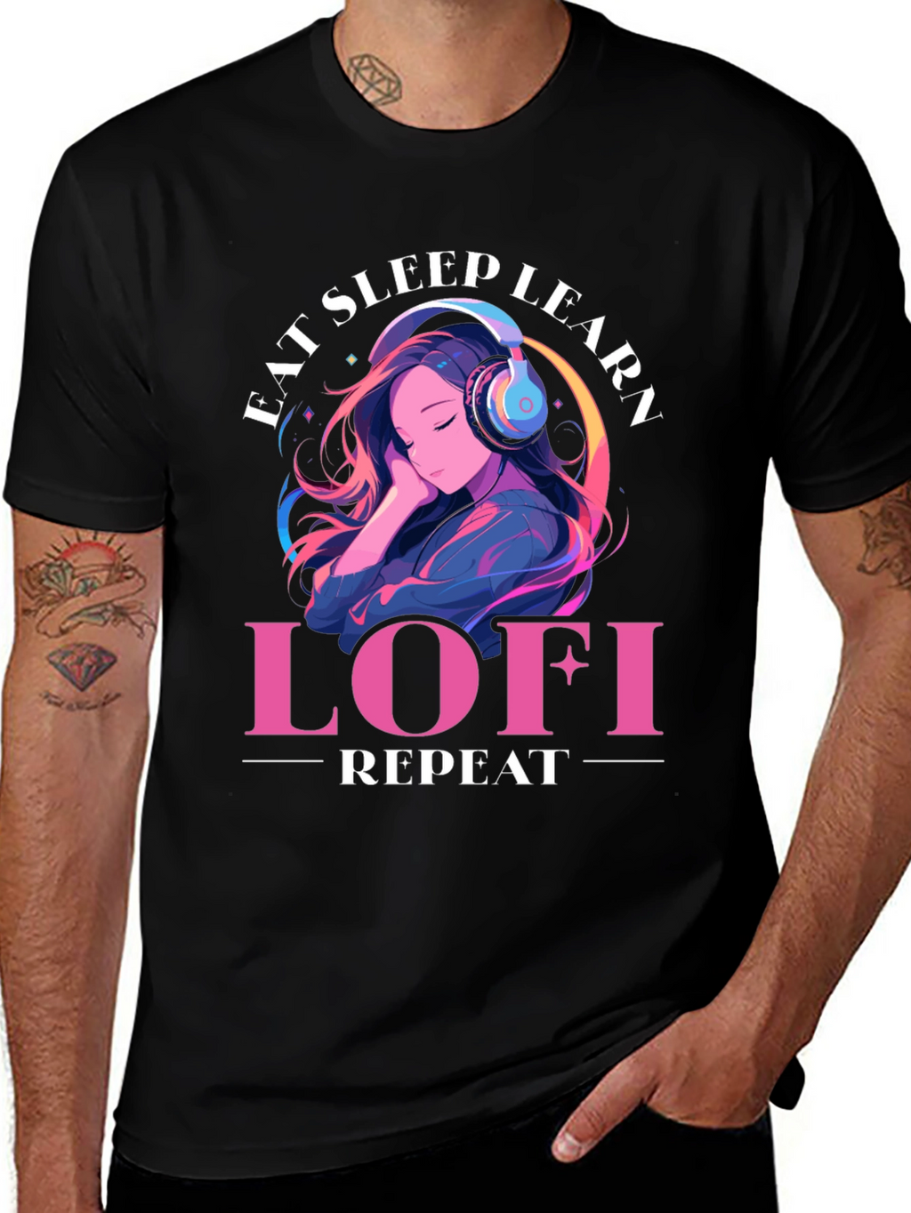 Eat Sleep Learn Lofi Repeat Graphic Tee