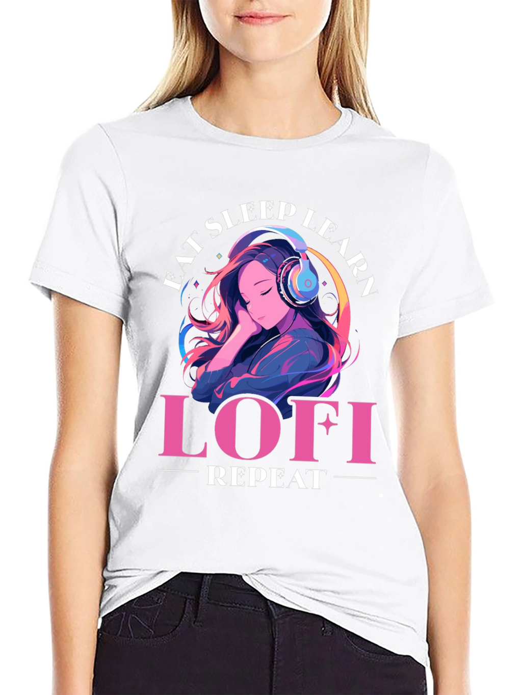 Eat Sleep Learn Lofi Repeat Graphic Tee