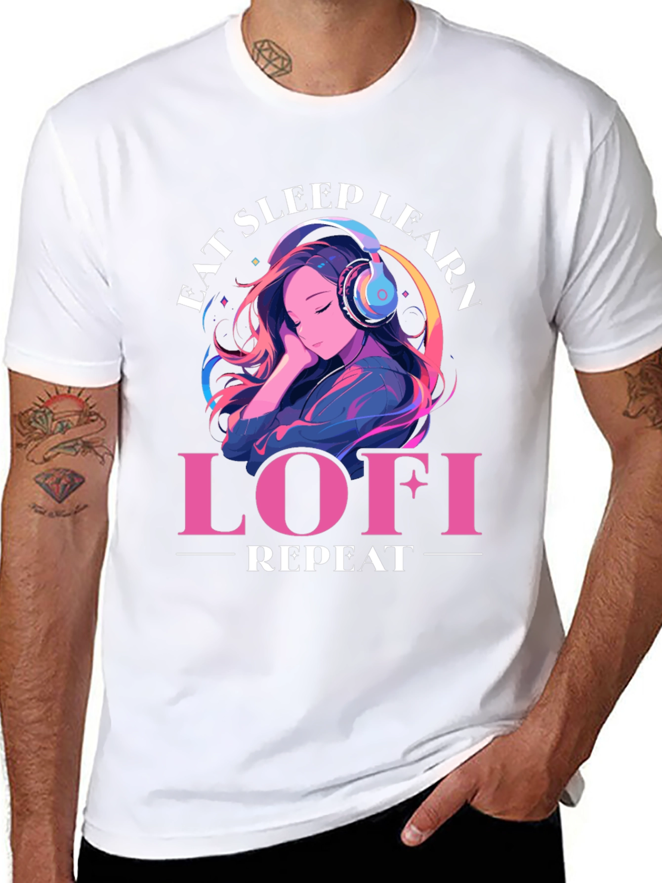 Eat Sleep Learn Lofi Repeat Graphic Tee