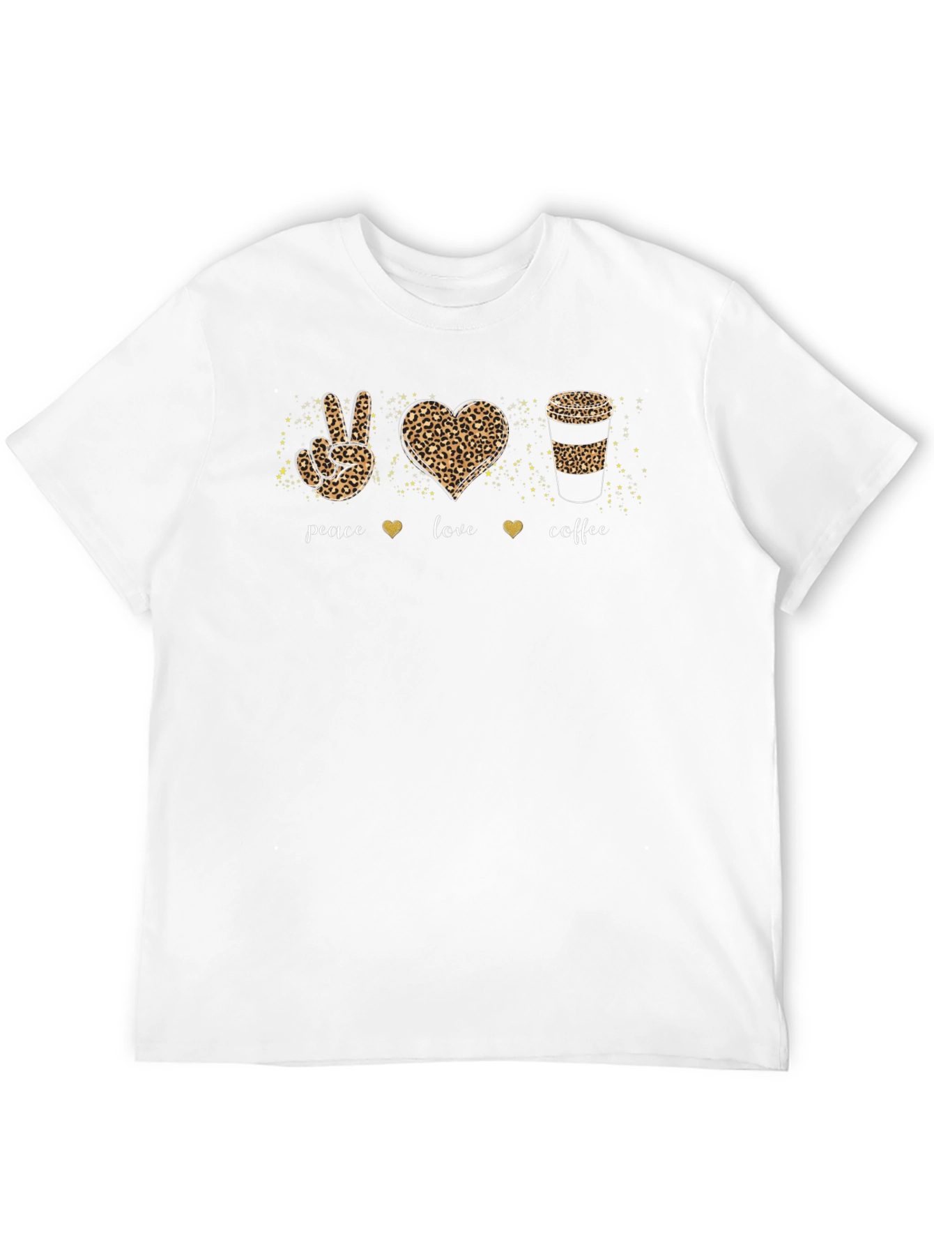 Peace Love Coffee Leopard Print T-Shirt