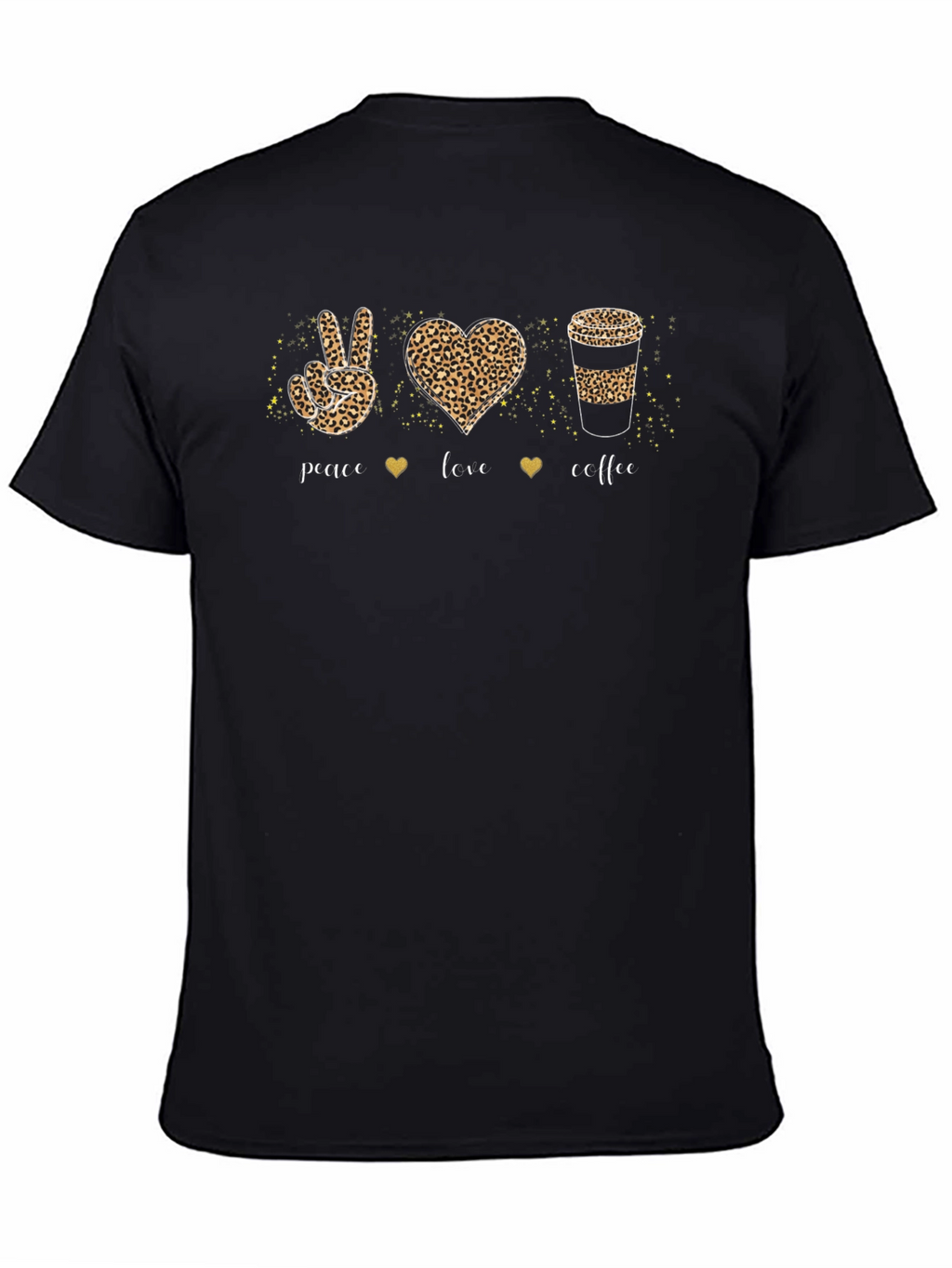 Peace Love Coffee Leopard Print T-Shirt