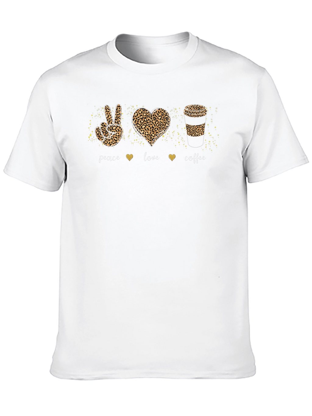 Peace Love Coffee Leopard Print T-Shirt