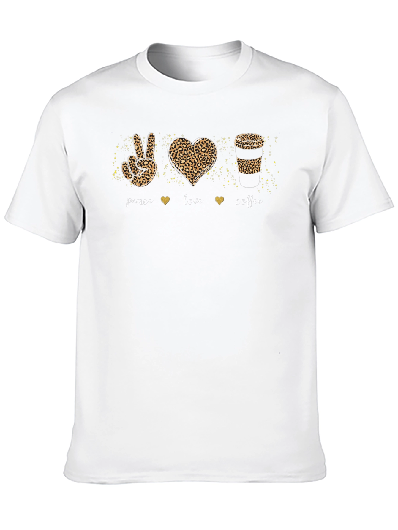 Peace Love Coffee Leopard Print T-Shirt