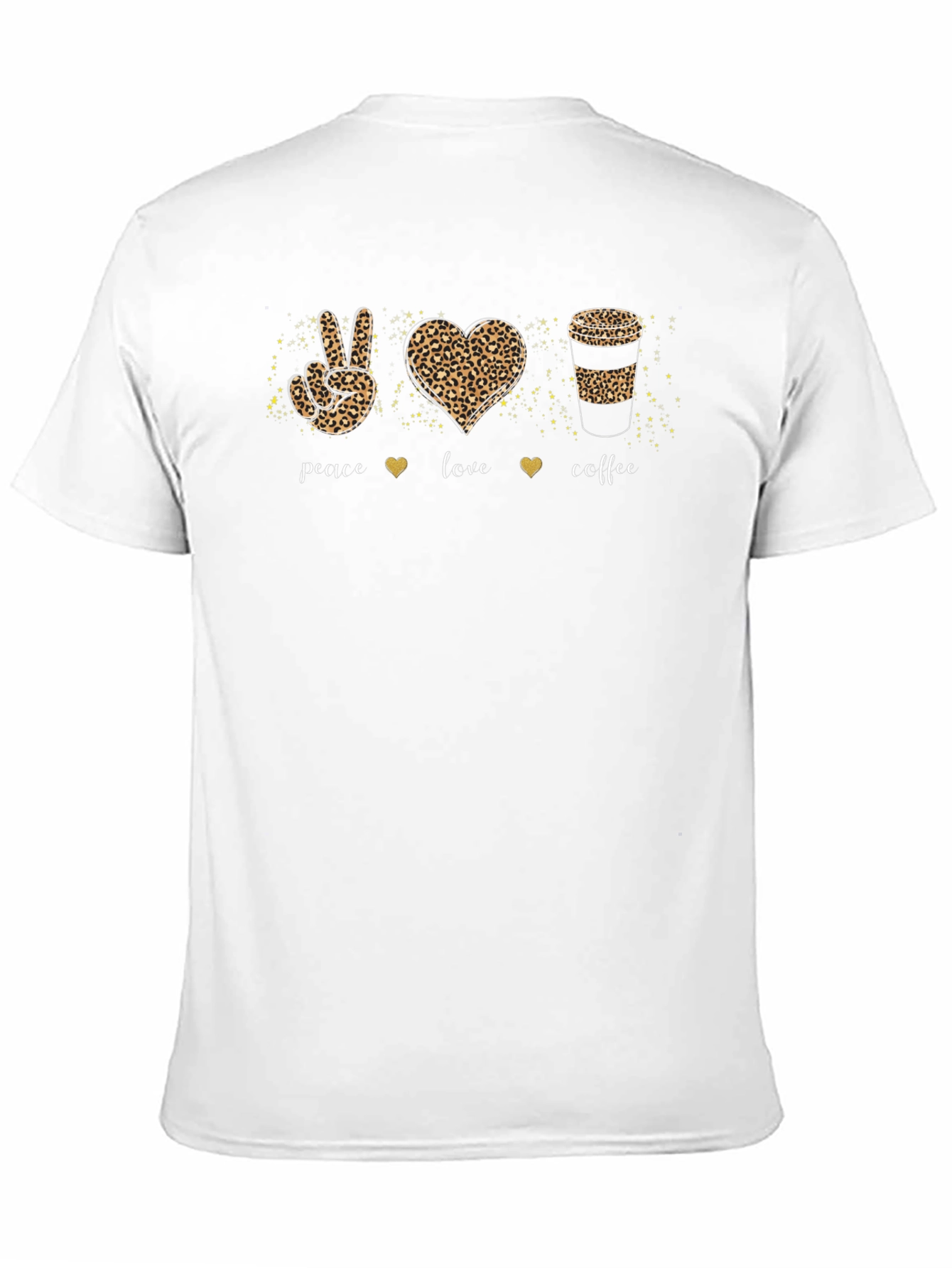 Peace Love Coffee Leopard Print T-Shirt