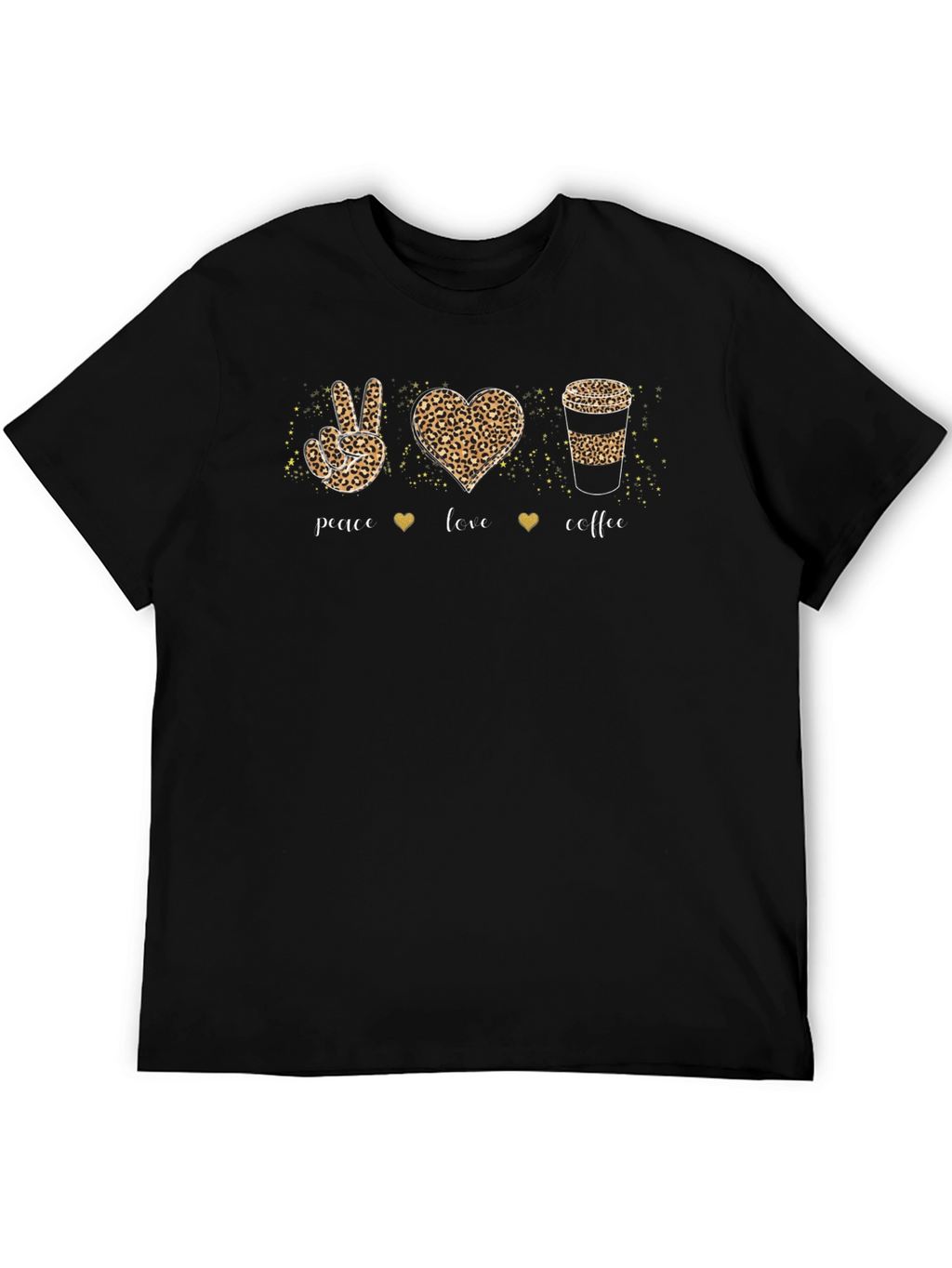 Peace Love Coffee Leopard Print T-Shirt