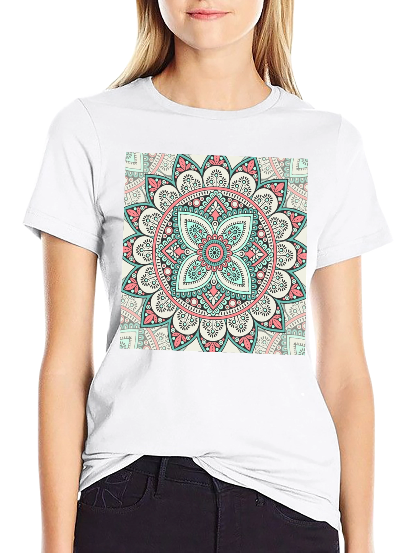 Mandala Print Crew Neck T-Shirt