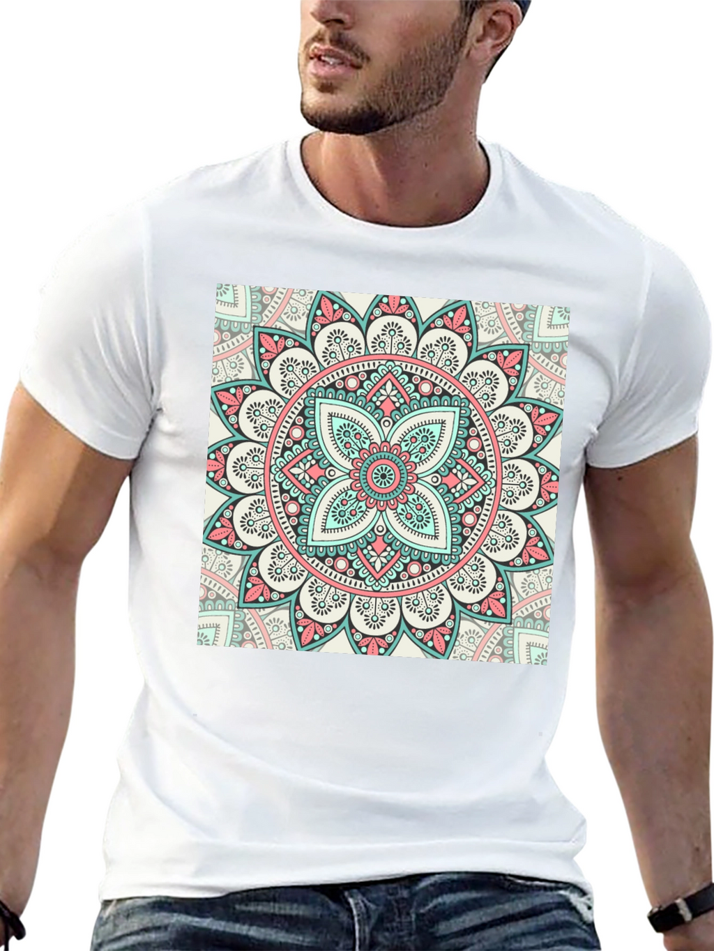 Mandala Print Crew Neck T-Shirt