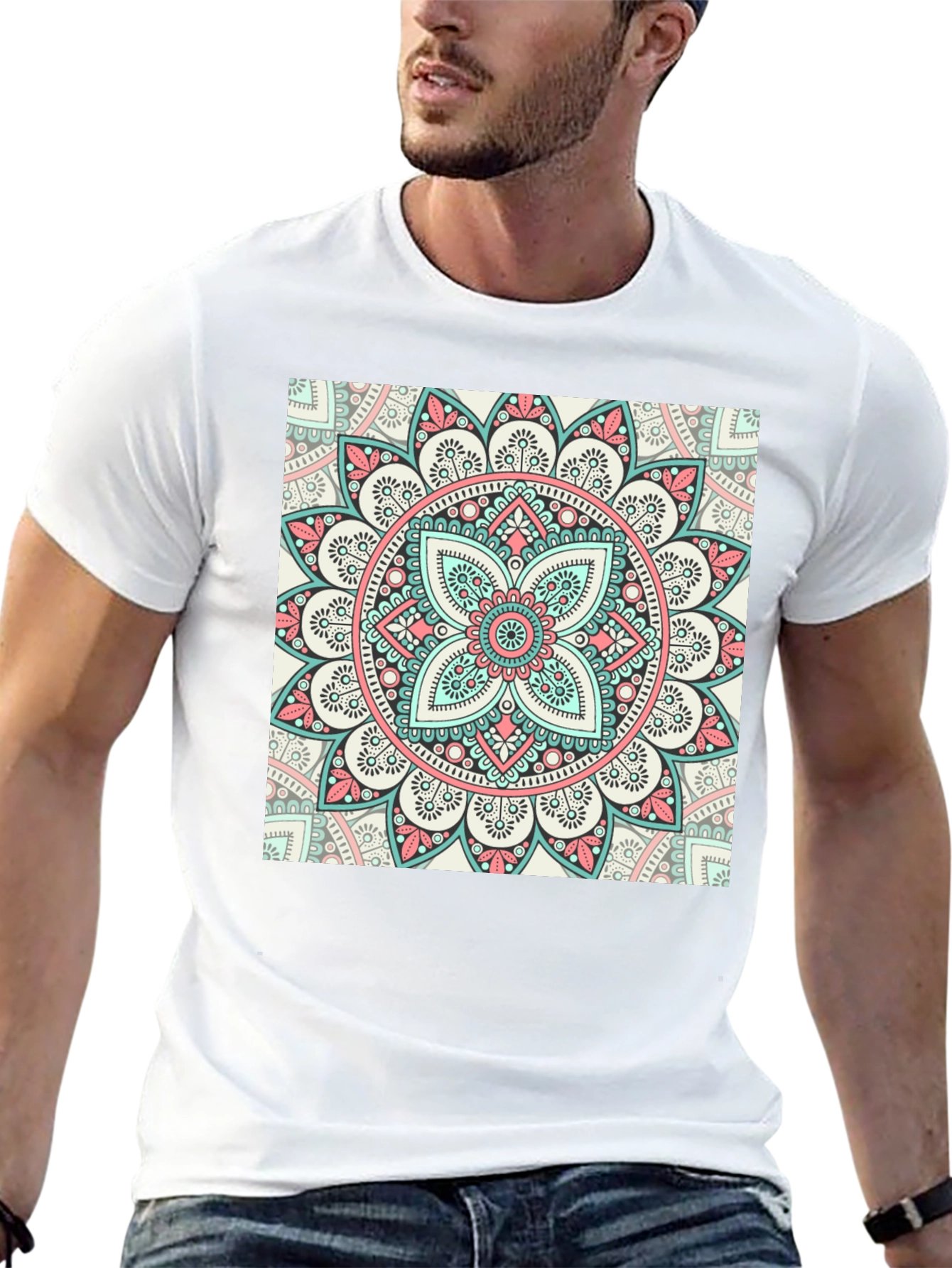 Mandala Print Crew Neck T-Shirt