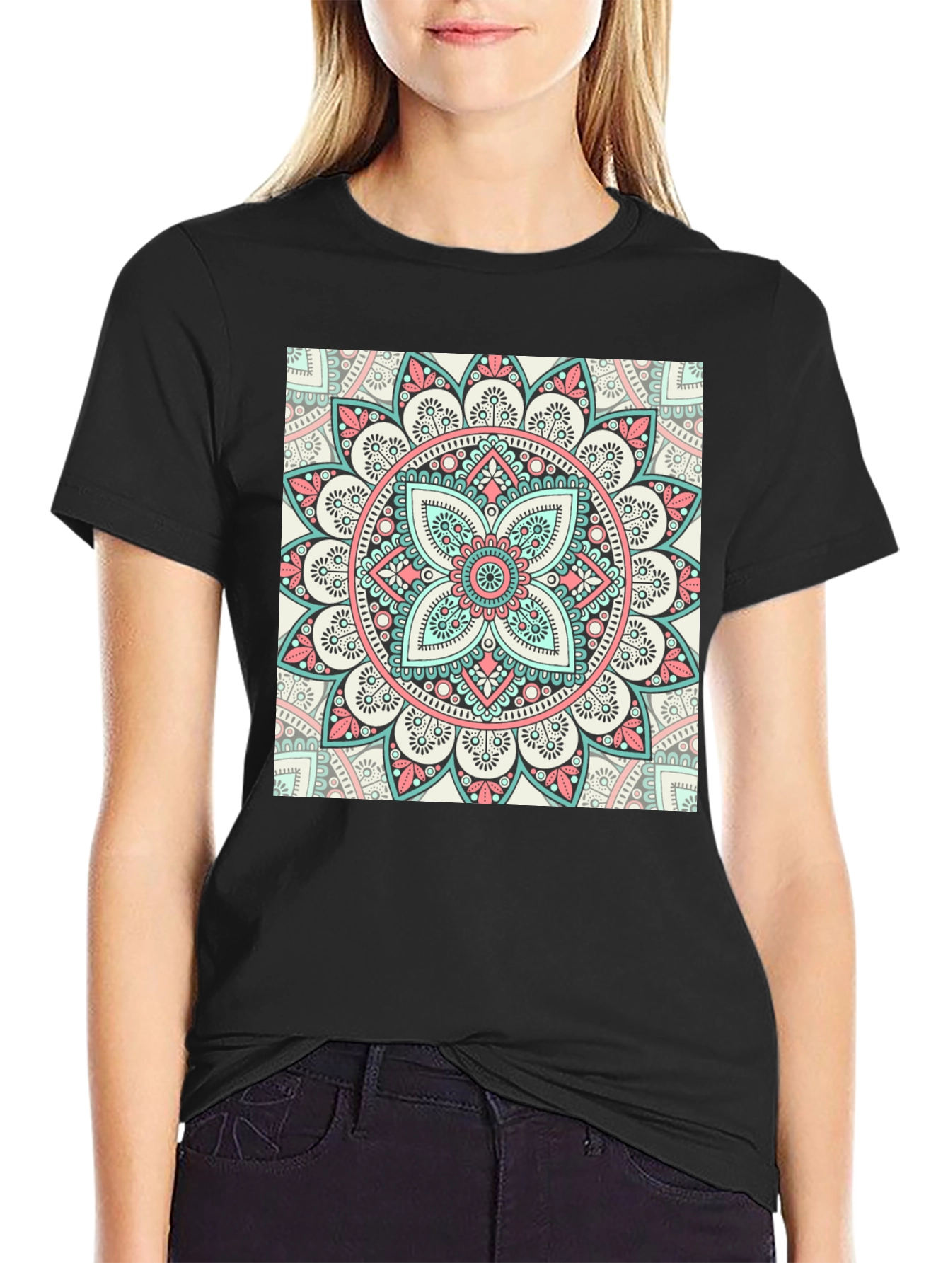 Mandala Print Crew Neck T-Shirt