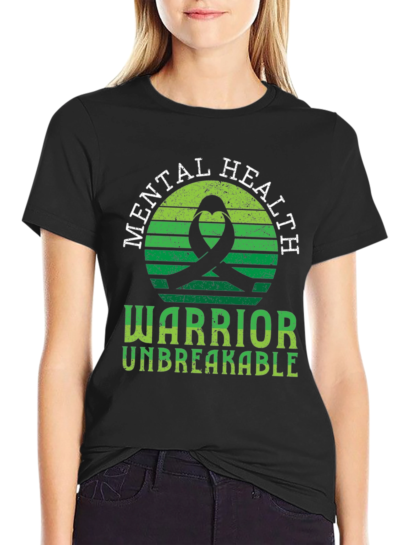 Mental Health Warrior T-Shirt Unbreakable Ribbon