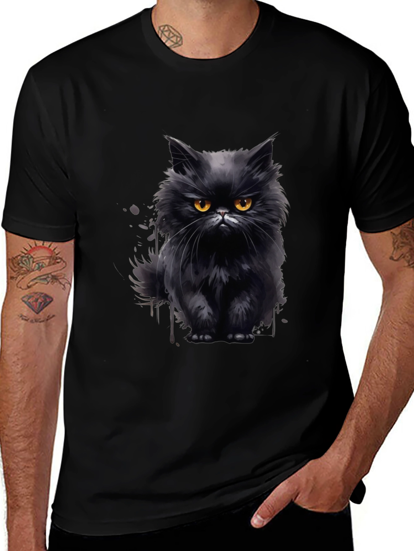 Black Cat Graphic T-Shirt - Mens Fashion