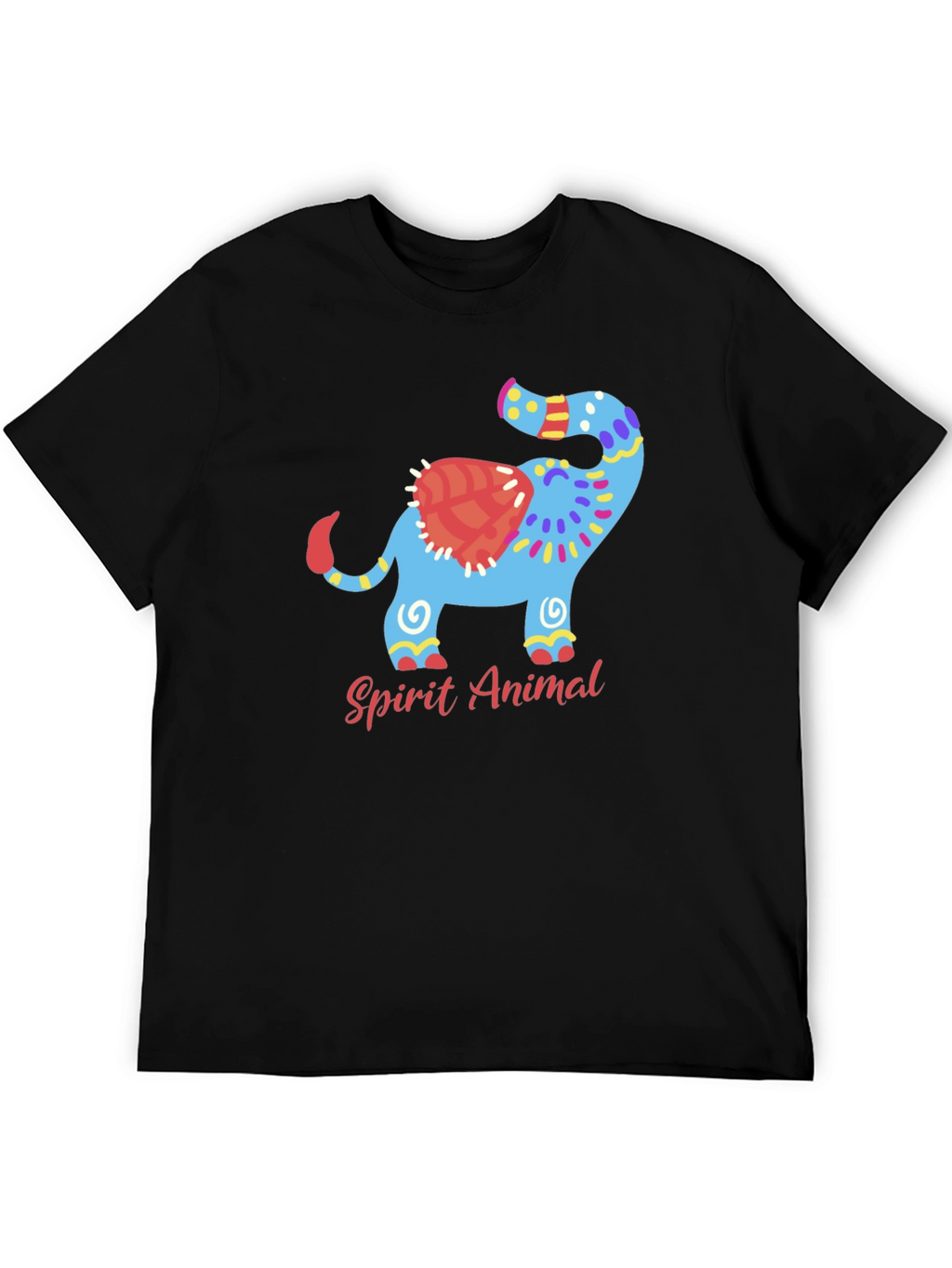 Spirit Animal Elephant Graphic Black T-Shirt