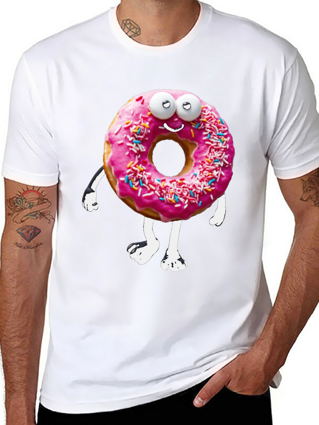 Funny Donut Cartoon Graphic Novelty T-Shirt