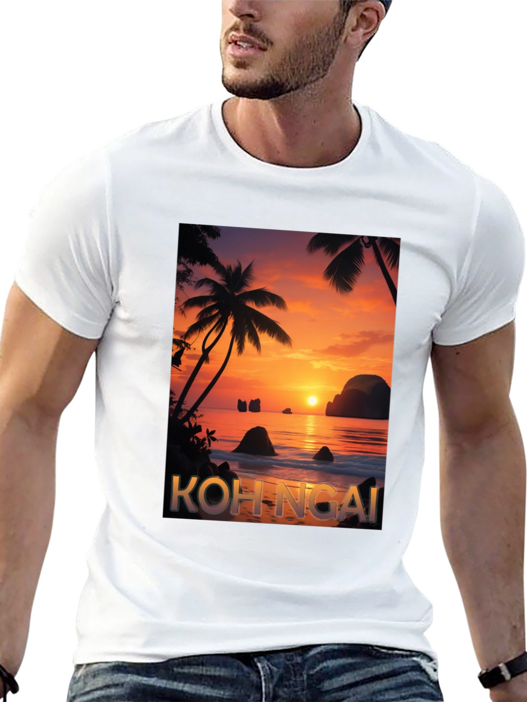 Koh Ngai Sunset T-Shirt - Tropical Island Design