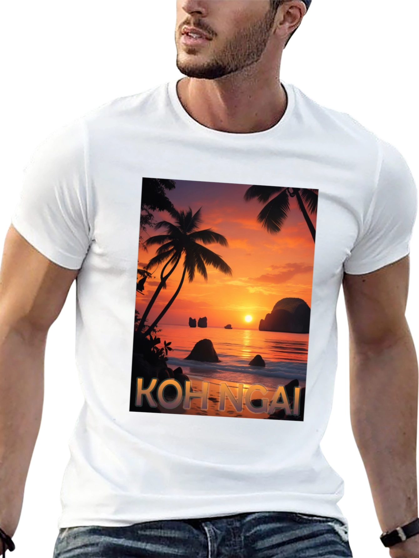 Koh Ngai Sunset T-Shirt - Tropical Island Design