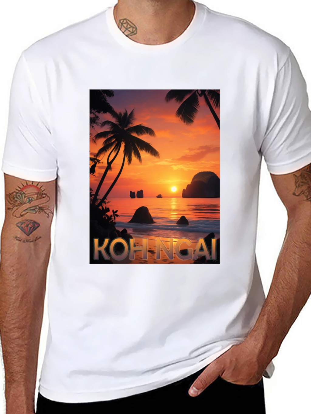 Koh Ngai Sunset T-Shirt - Tropical Island Design