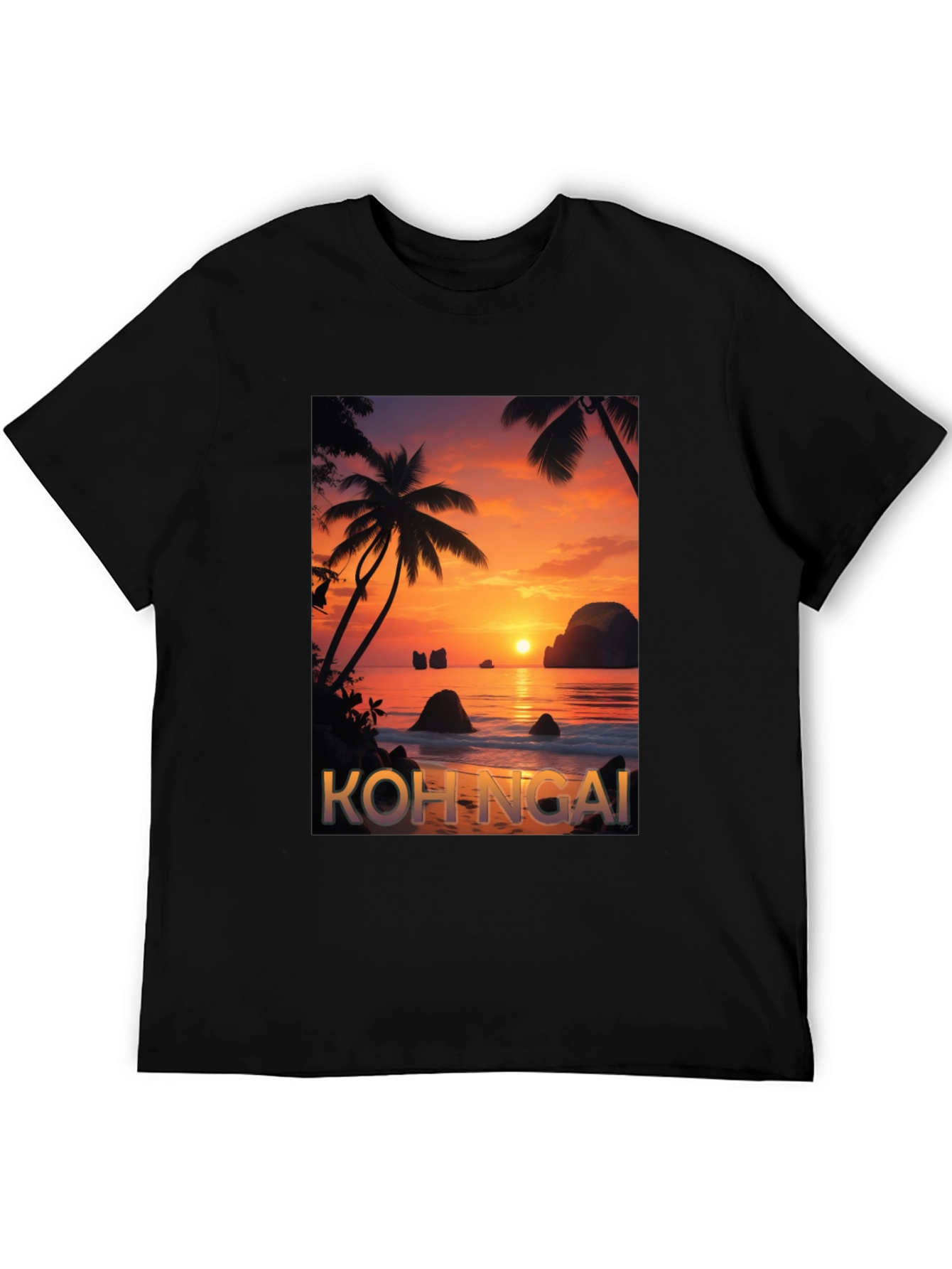 Koh Ngai Sunset T-Shirt - Tropical Island Design