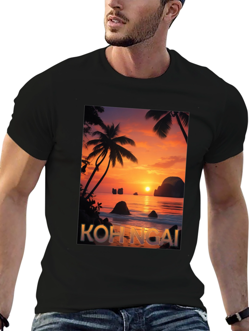 Koh Ngai Sunset T-Shirt - Tropical Island Design