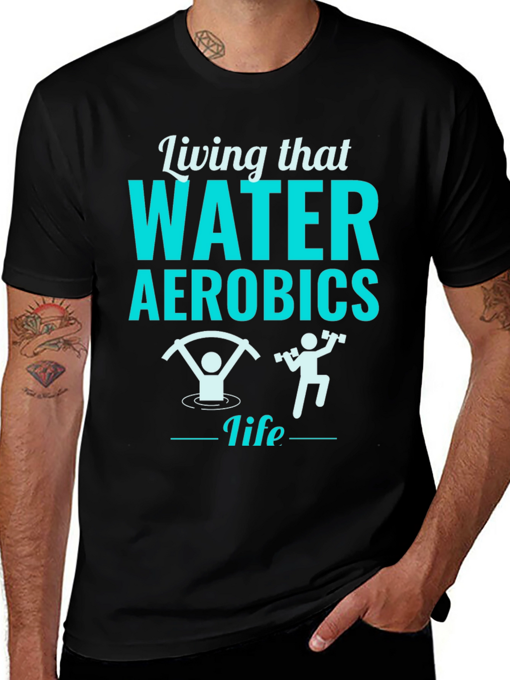 Living That Water Aerobics Life Black T-Shirt