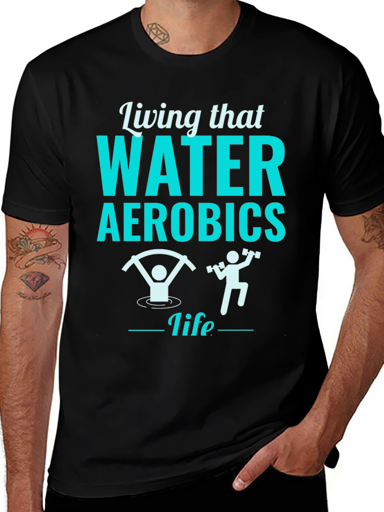 Living That Water Aerobics Life Black T-Shirt