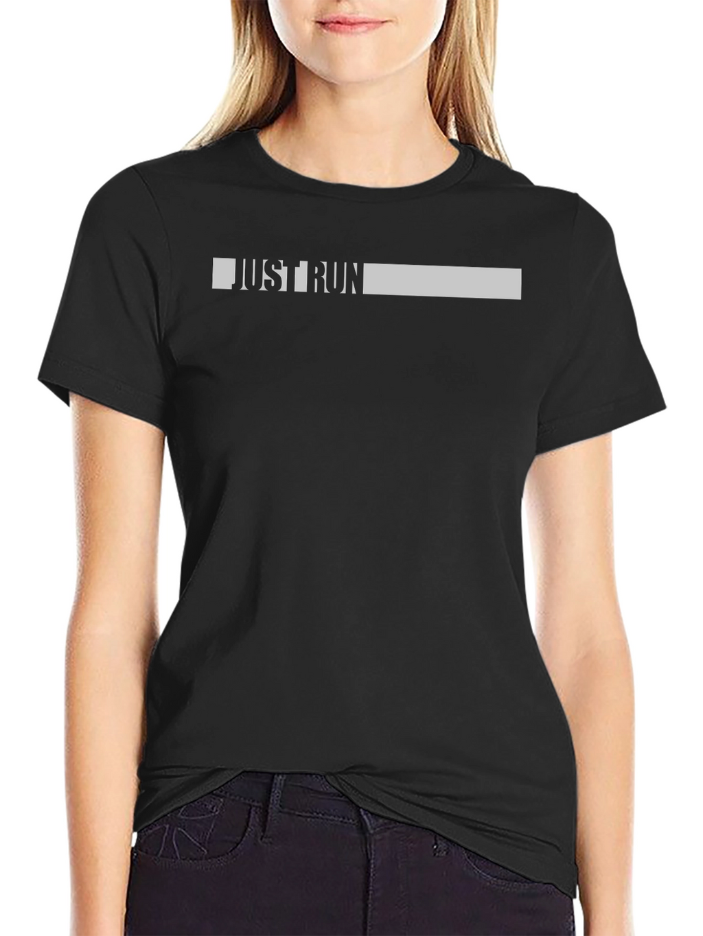 Just Run Black Graphic T-Shirt - Motivational Activewear