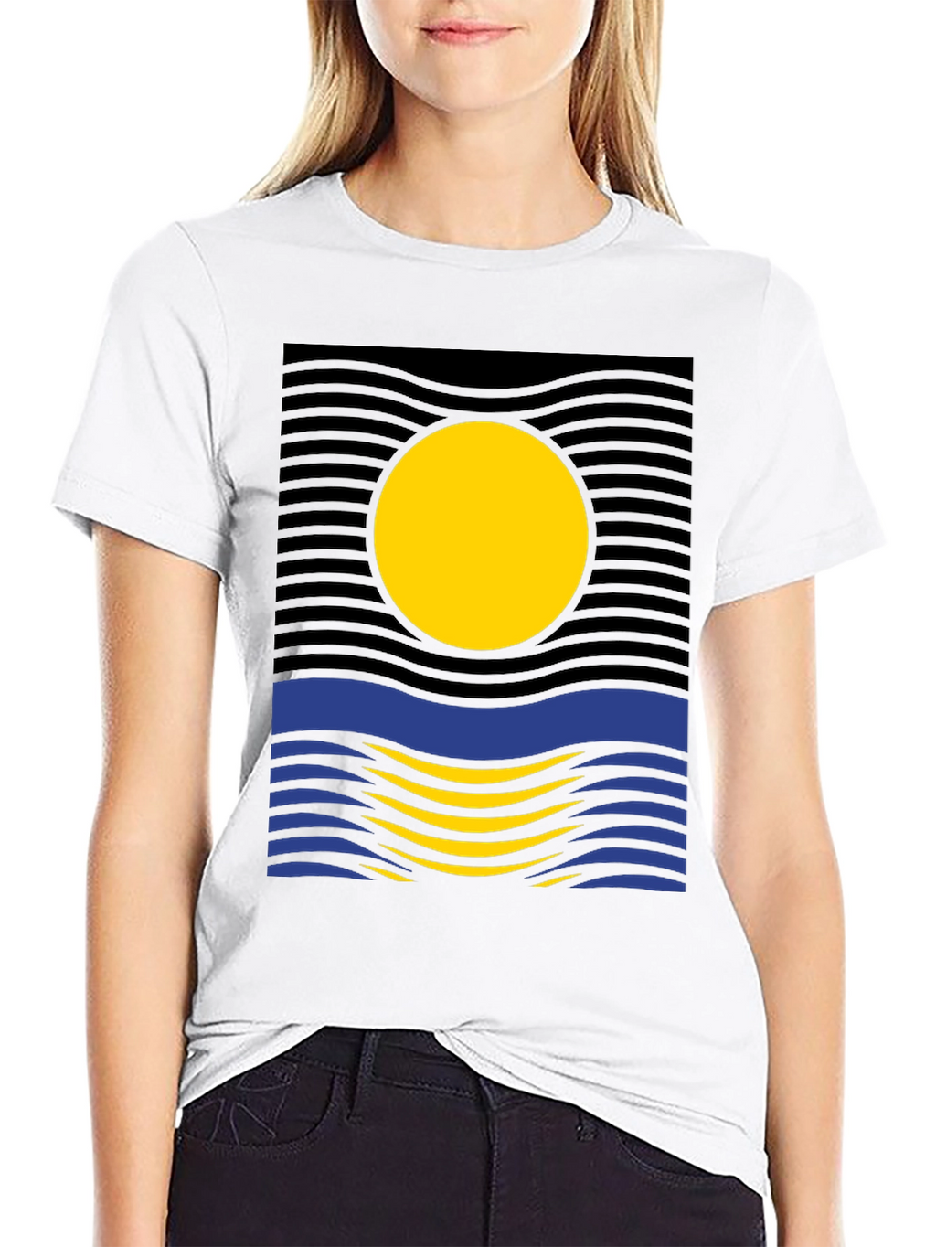 Sunset Wave Graphic Tee - Modern Design