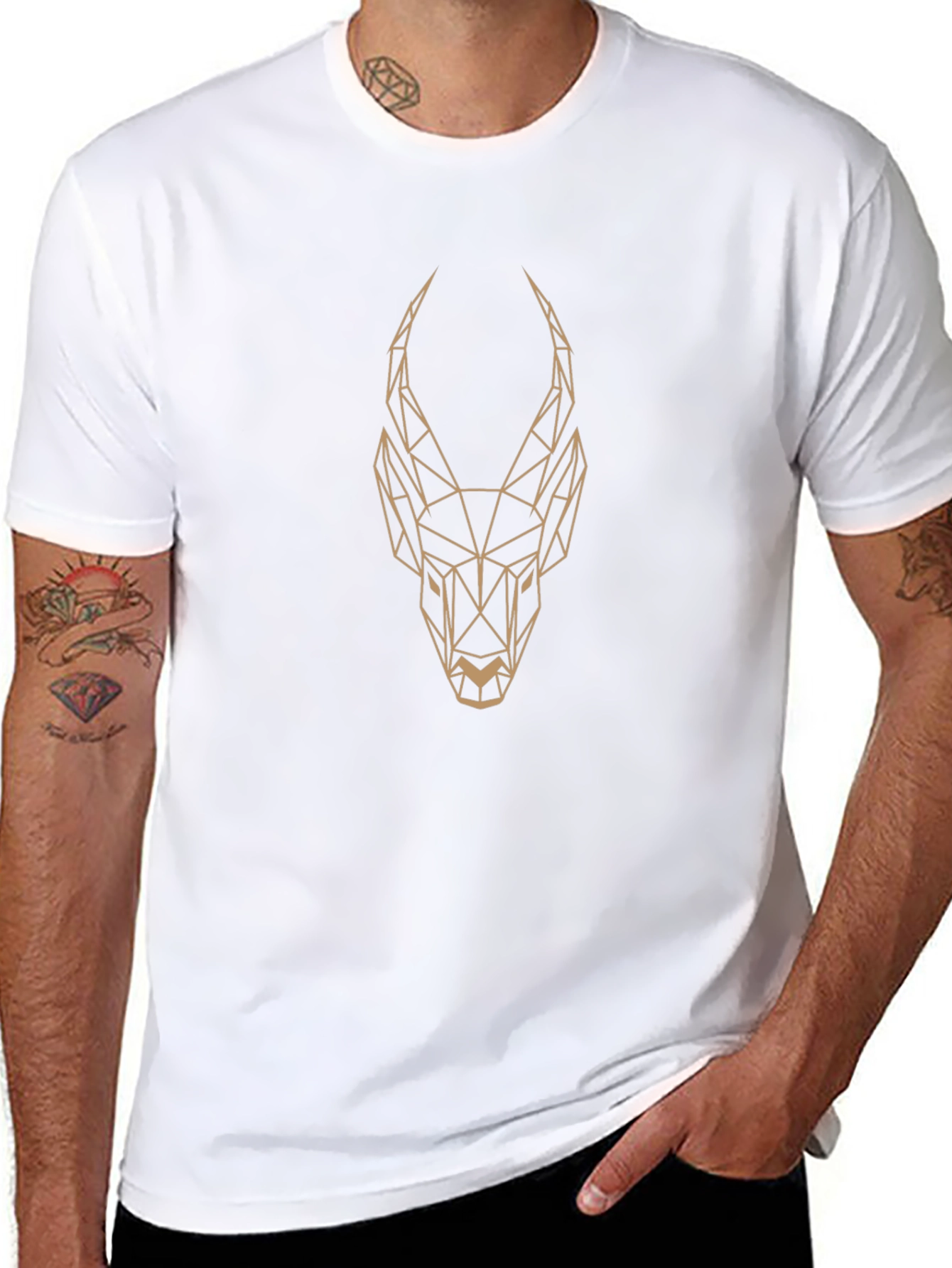 Geometric Antelope Graphic Tee - Mens Black T-Shirt