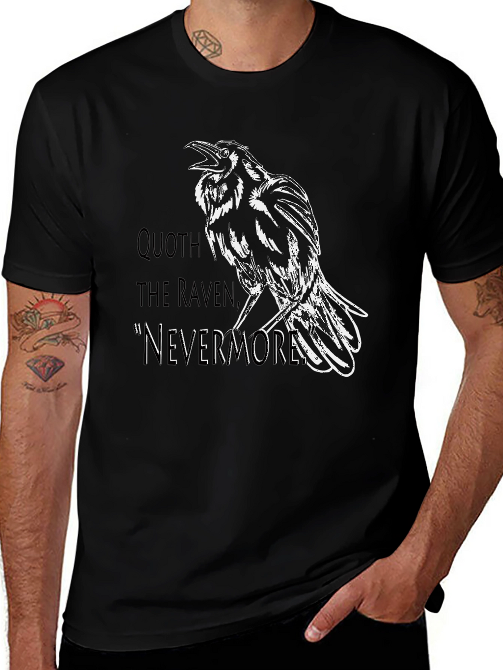 Raven Nevermore Graphic T-Shirt - Black
