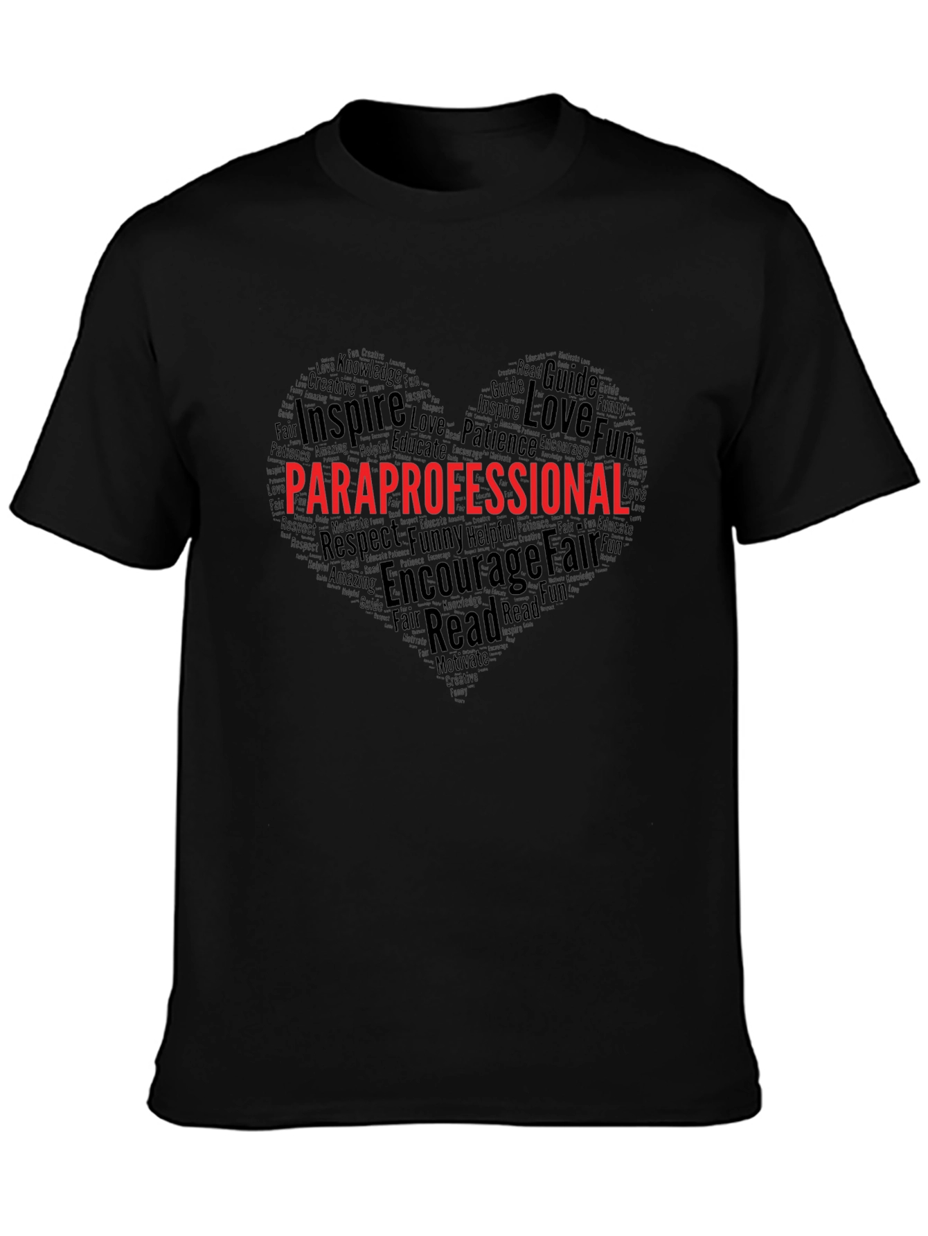 Paraprofessional Heart Word Art T-Shirt
